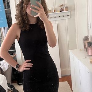 zara black fitted mini dress